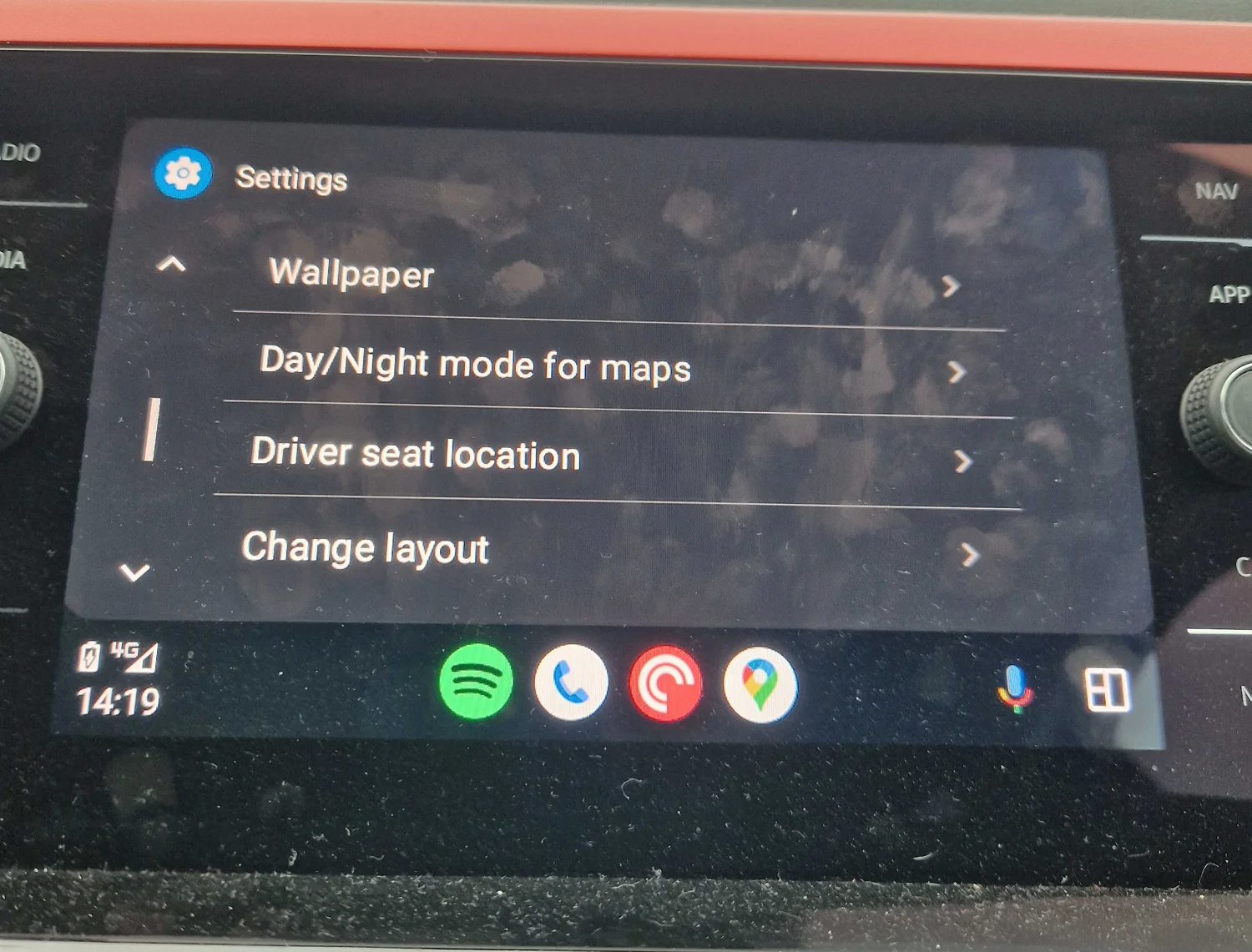 "Day/Night mode for maps" is the setting you're looking for. (Yes, I should probably have cleaned the screen before taking the picture)
