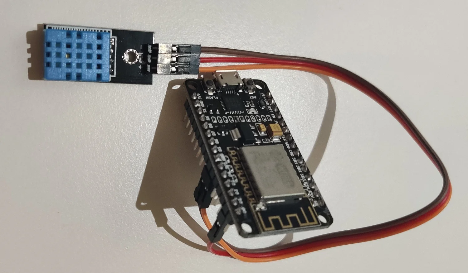 My NodeMCU with connected DHT11